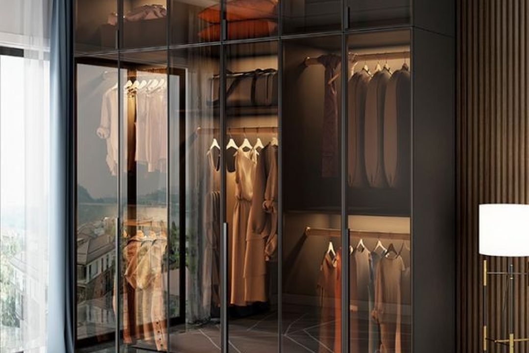 Modern Style Glass Wardrobe Bedroom Wardrobe Closet with Soft Close Door Armoires & Wardrobes
